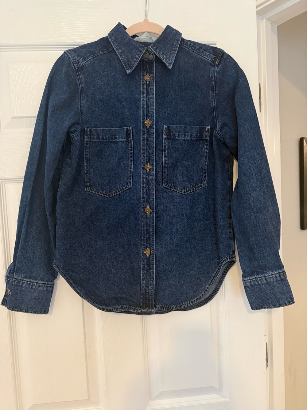 Classic Dark Blue Denim Button-Up Shirt